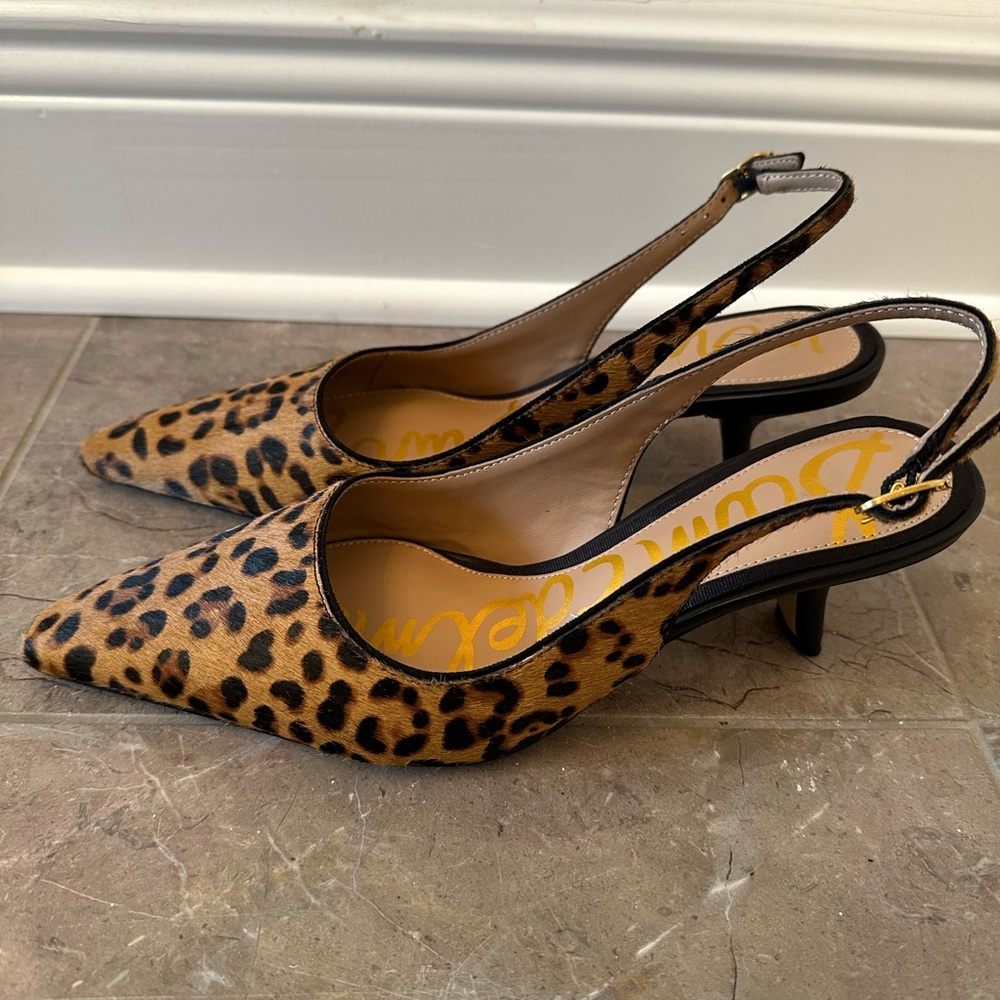 NWOT Sam Edelman Animal Print Slingback Heels - Picture 4 of 8